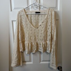 ASOS Beige Lace Peplum Blouse